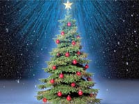 rbol de Navidad con Bolas Rojas